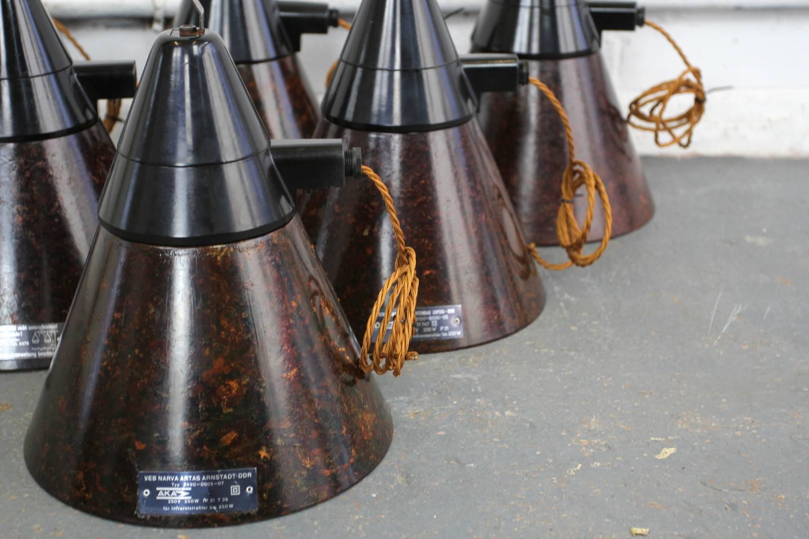 East German Bakelite Conical Factory Lights, circa 1950s In Excellent Condition In Gloucester, GB