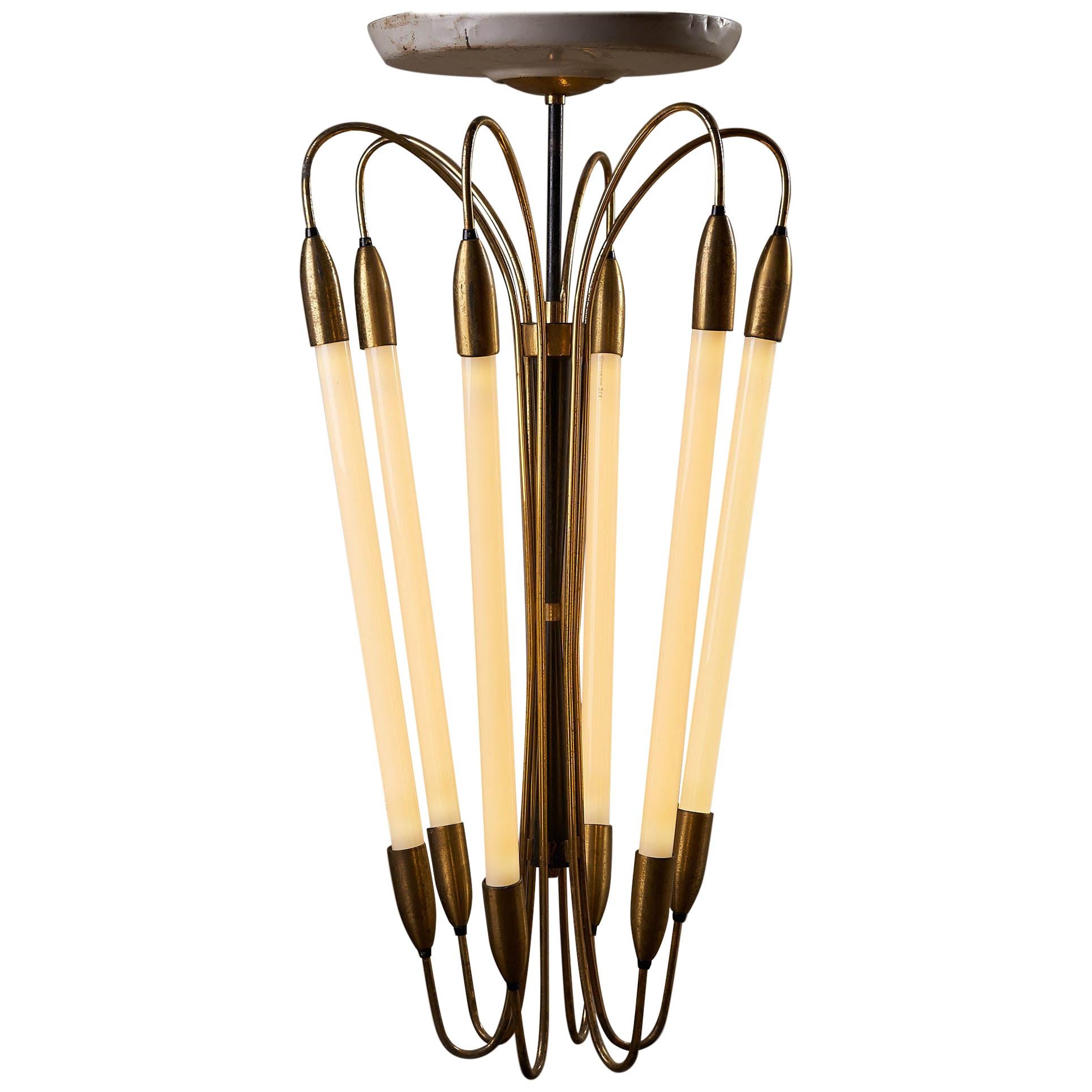 East German Brass Lobby Chandelier at 1stDibs