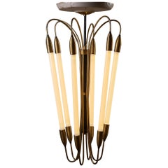 East German Brass Lobby Chandelier