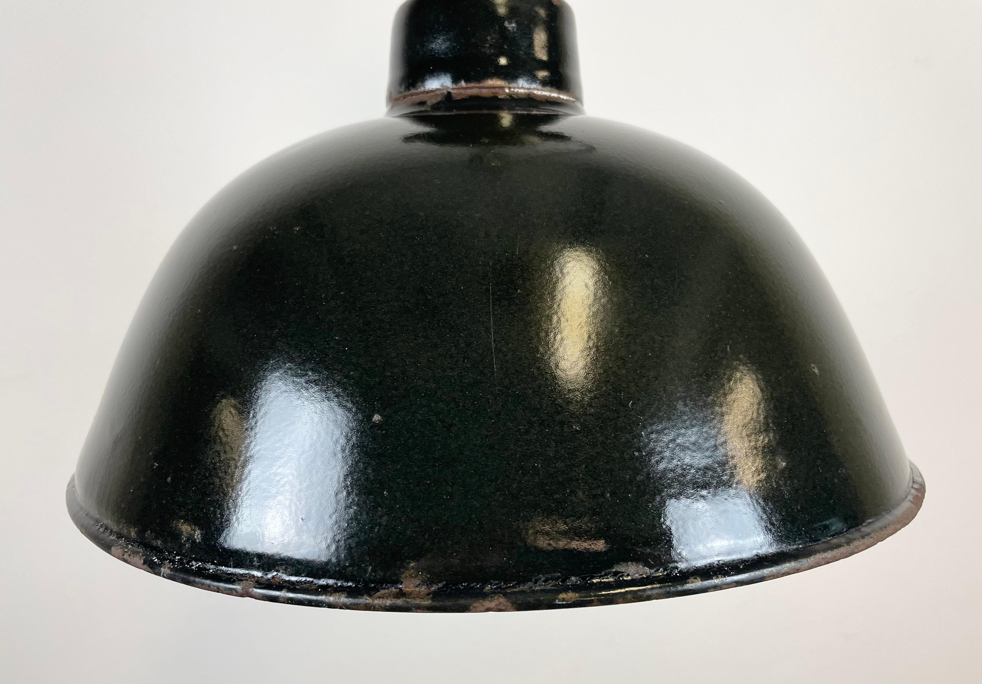 Industrial East German Enamel Factory Light by LBD Veb Leuchtenbau Dresden, 1950s For Sale