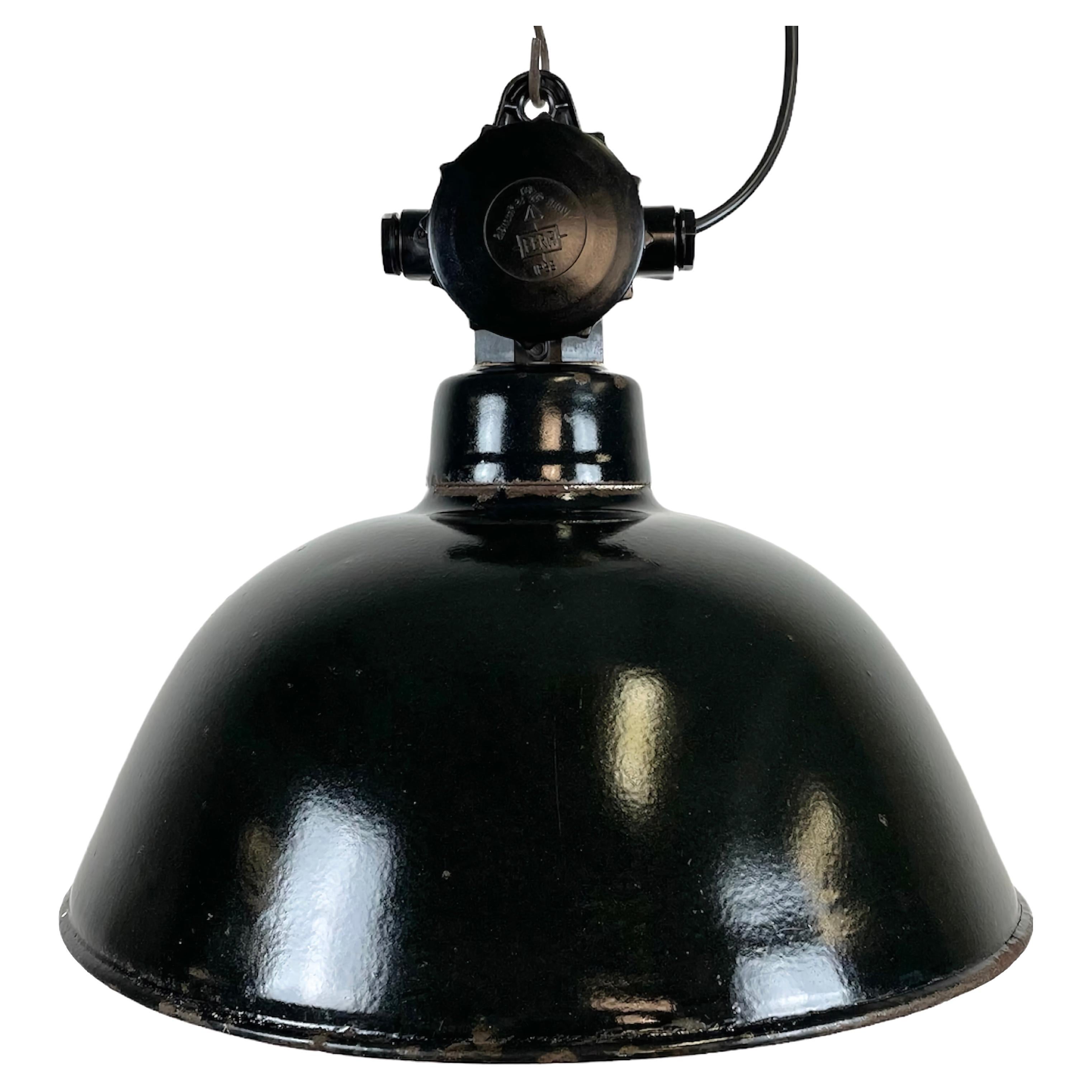 East German Enamel Factory Light by LBD Veb Leuchtenbau Dresden, 1950s