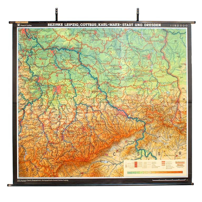 East German Map For Sale