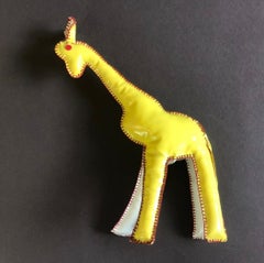 East German Yellow Vinyl Giraffe Vintage Toy Classic, 1960s, GDR