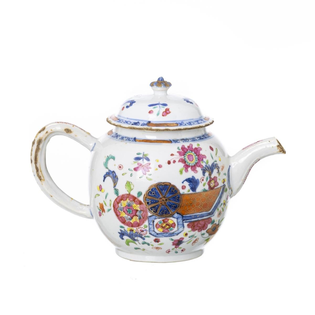 Cinese Teiera della Compagnia delle Indie Orientali - Regno di Qianlong (1736-1795) - Foglia di tabacco in vendita