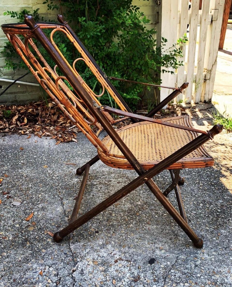 Bamboo East Indies British Colonial Campaign Folding Chair, 19th Century