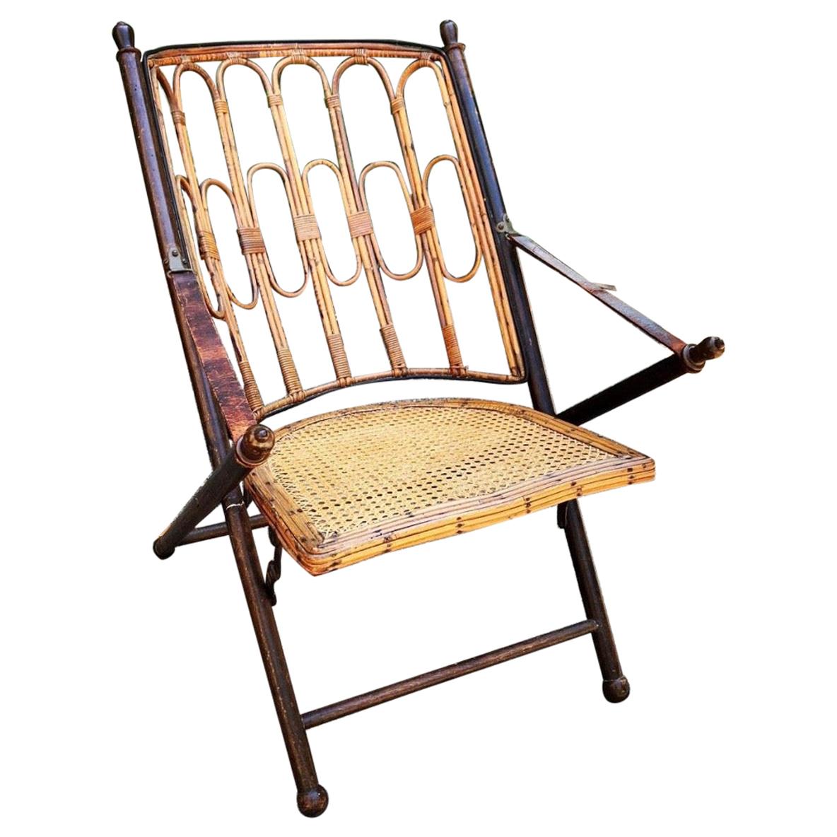 East Indies British Colonial Campaign Folding Chair, 19th Century