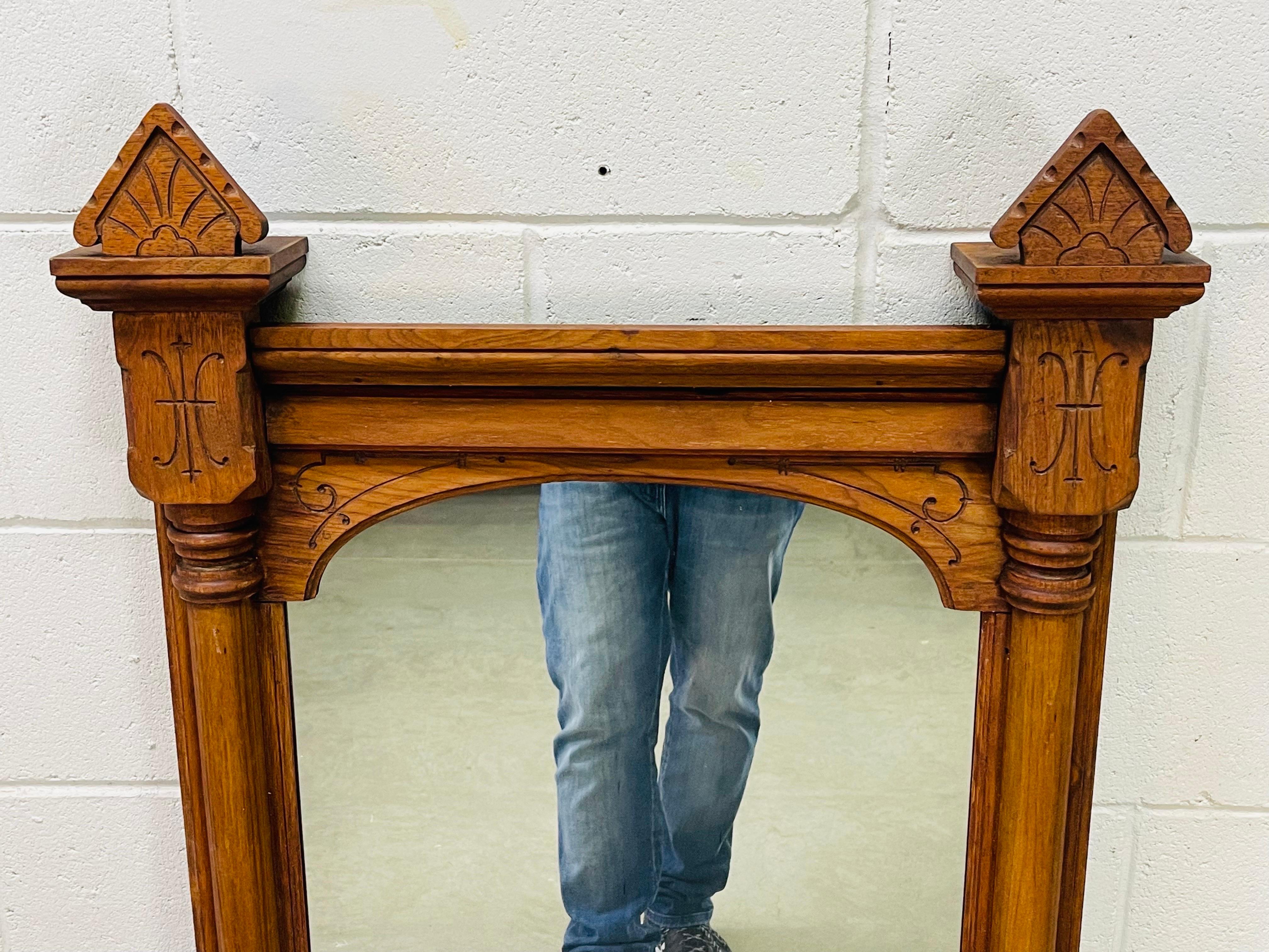 19th Century East Lake Black Walnut Large Wall Mirror For Sale