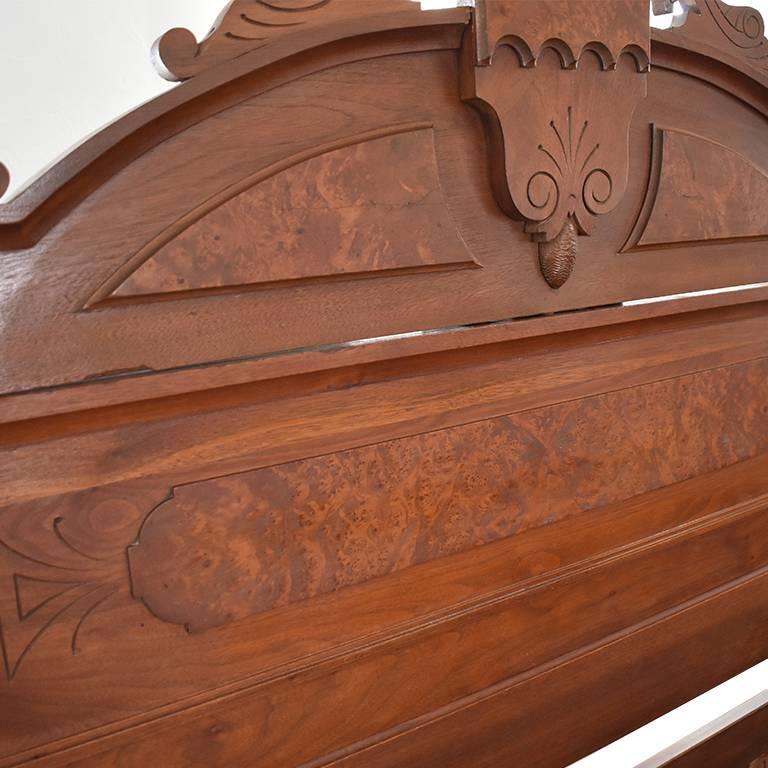 East Lake Carved Wood Full Size Burl Wood Bed at 1stDibs eastlake