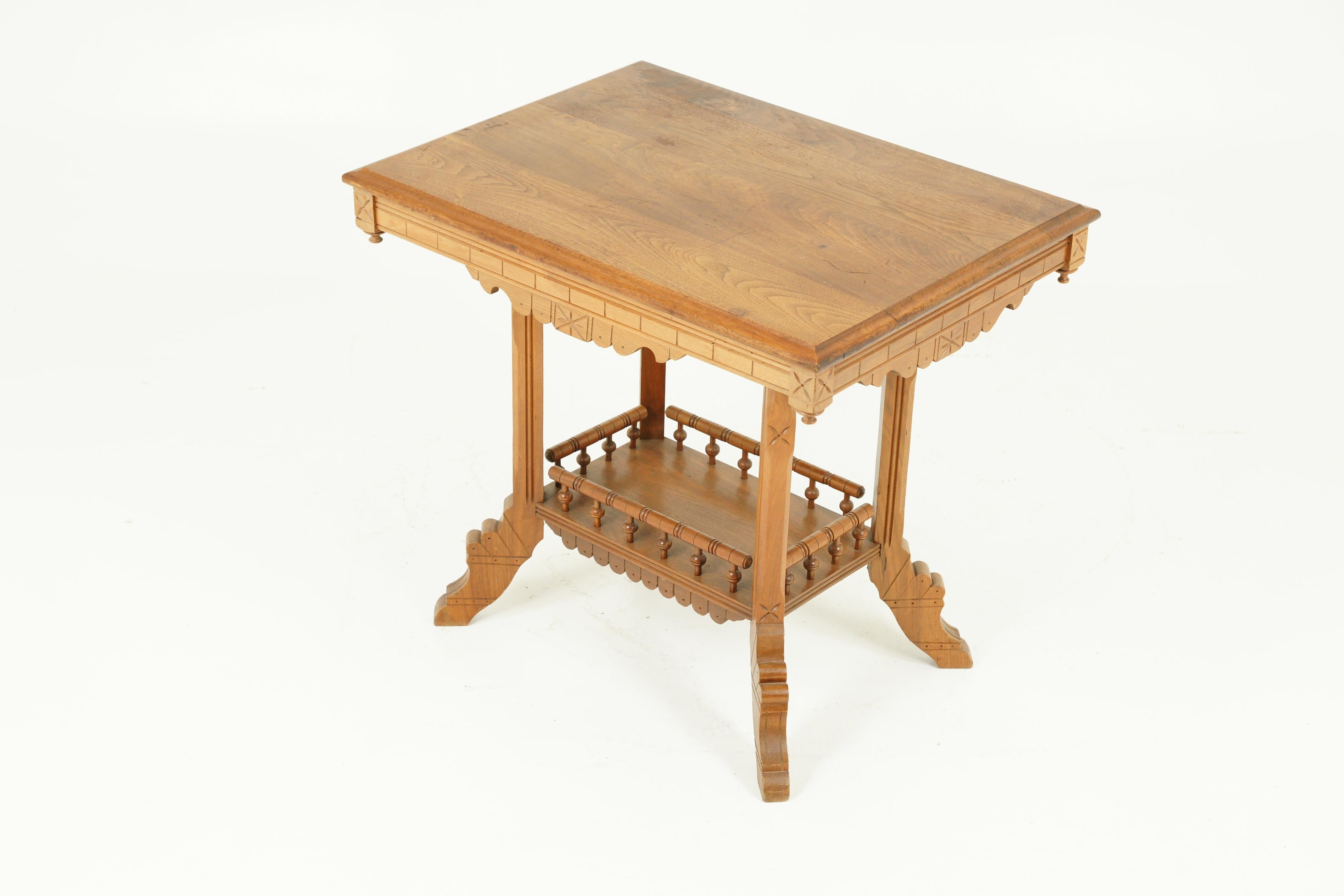Late 19th Century Antique Hall Table, East Lake Hall Table, Stick and Ball, Ash, USA, 1890, B1611