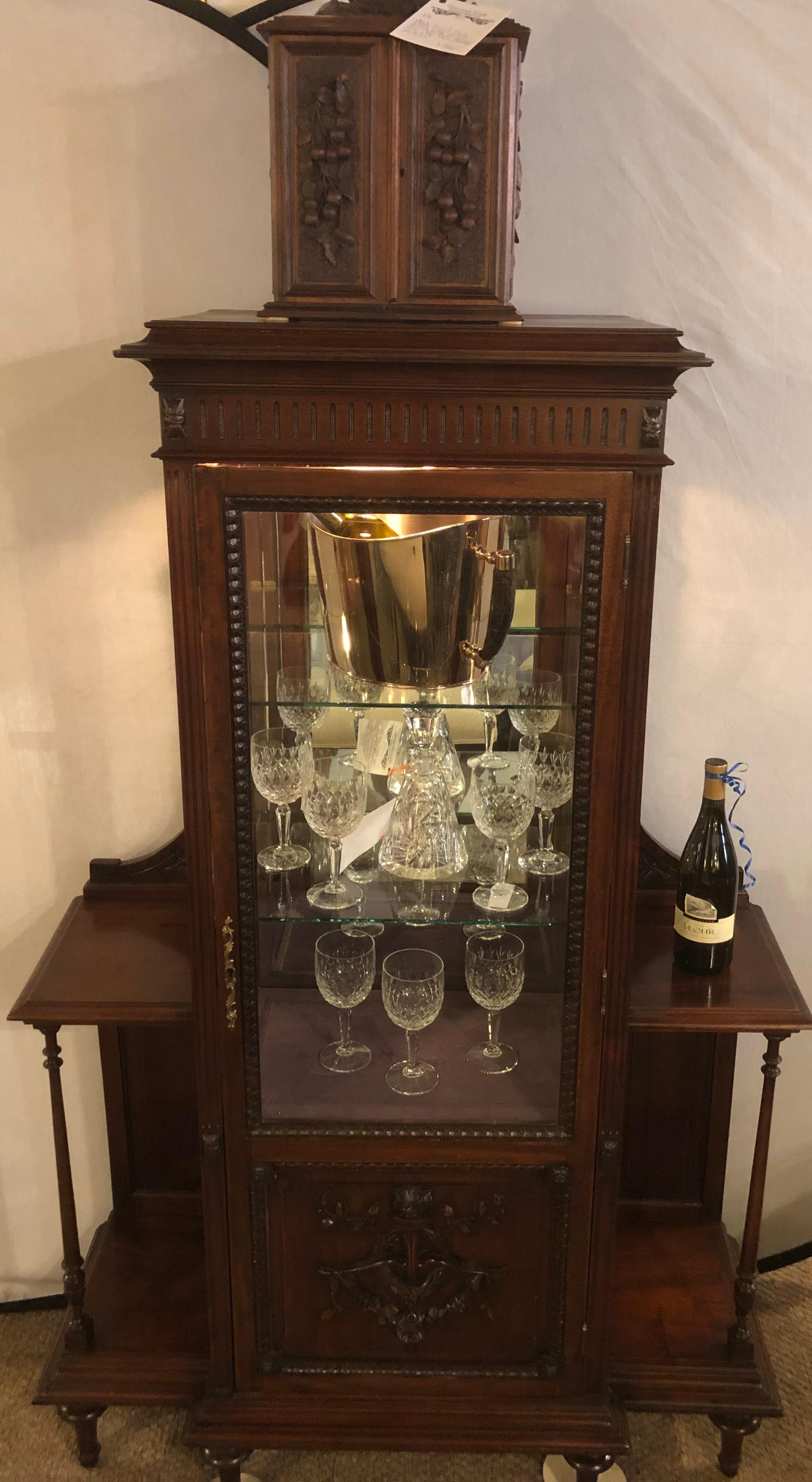 Late Victorian East Lake Victorian 19th Century Vitrine or Curio Cabinet / Bookcase