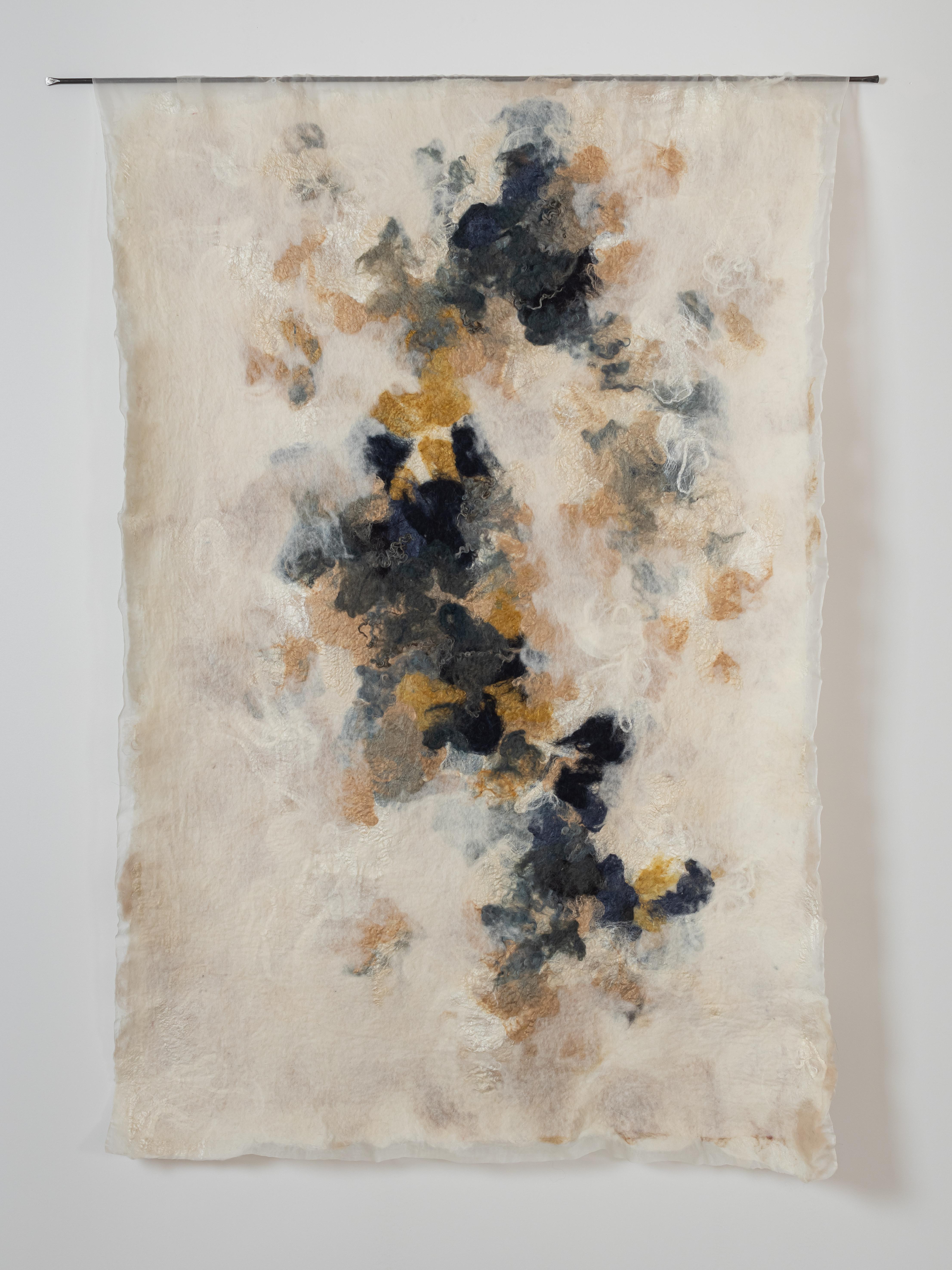 East Meets West, A Breath of Indigo Tapestry by Claudy Jongstra
Dimensions: W 105 x H 170 cm. 
Materials: Drenth heath and merino wool, silk, silk organza and mohair.

Claudy Jongstra is known worldwide for her monumental artworks and