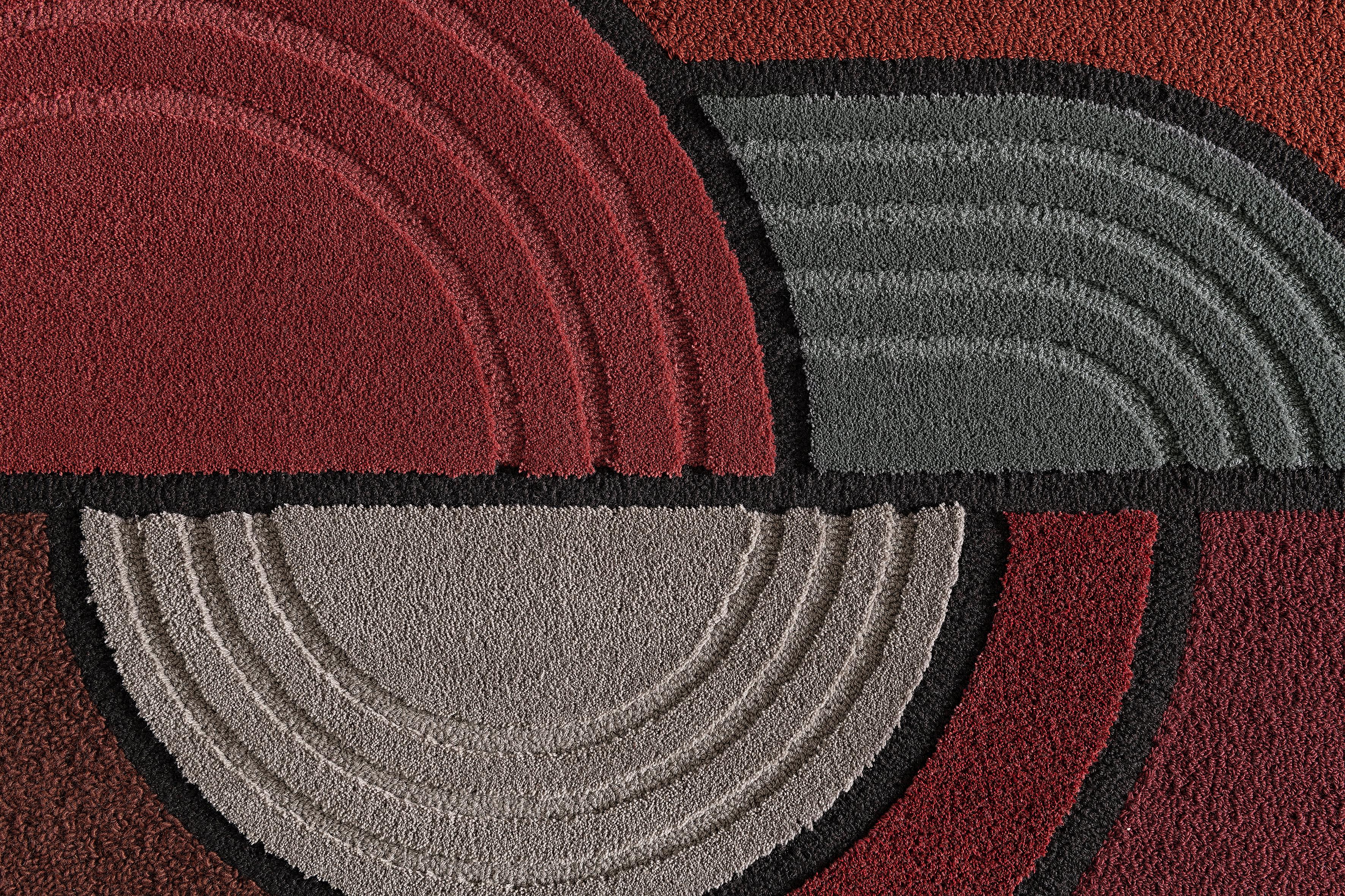 Contemporary East of the Sun Rug, Rust Rectangular Wool Geometric, Lara Bohinc for Kasthall