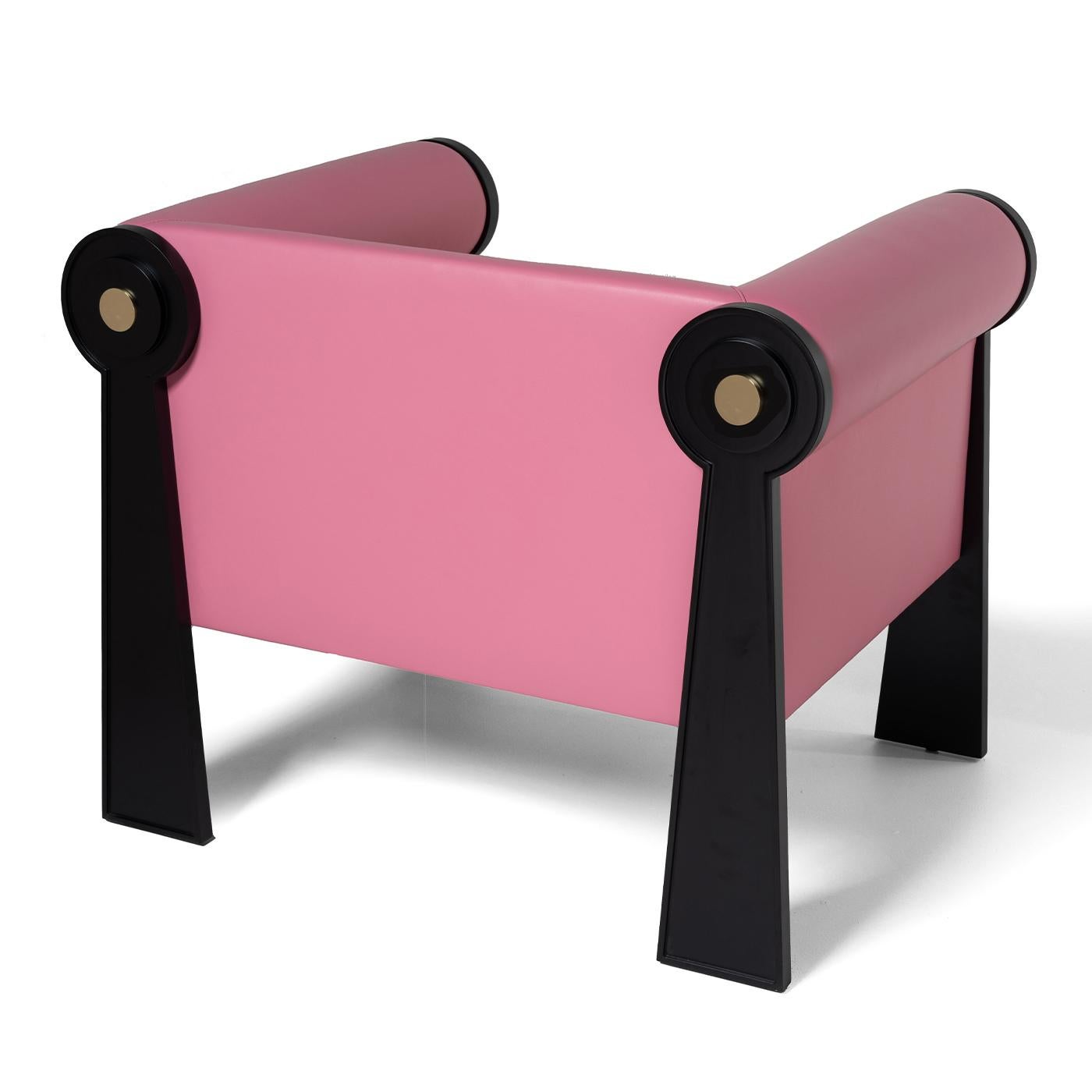 Italian East Side Black and Pink Armchair by Fred Palatinus by Fratelli Boffi For Sale