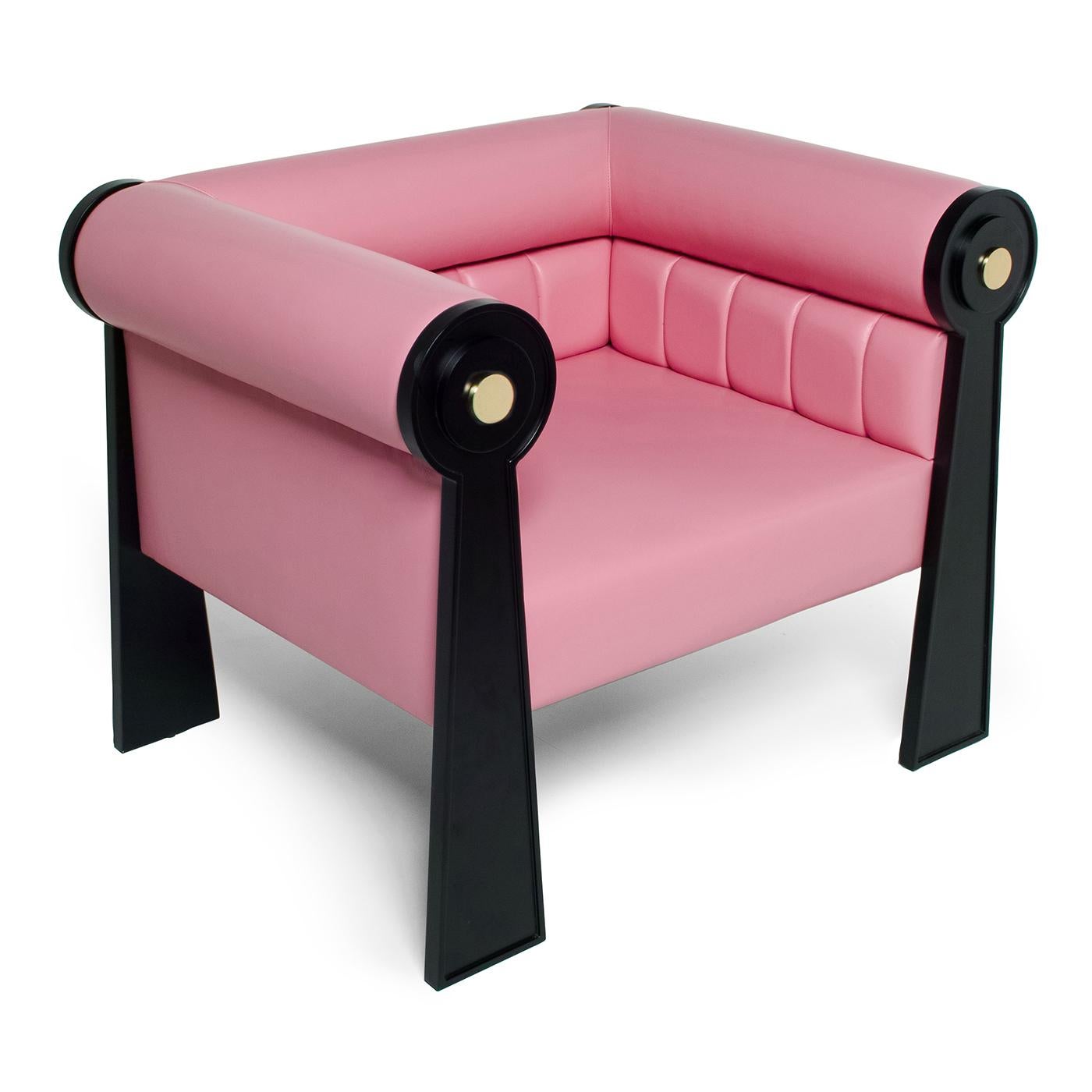 East Side Black and Pink Armchair by Fred Palatinus by Fratelli Boffi In New Condition For Sale In Milan, IT