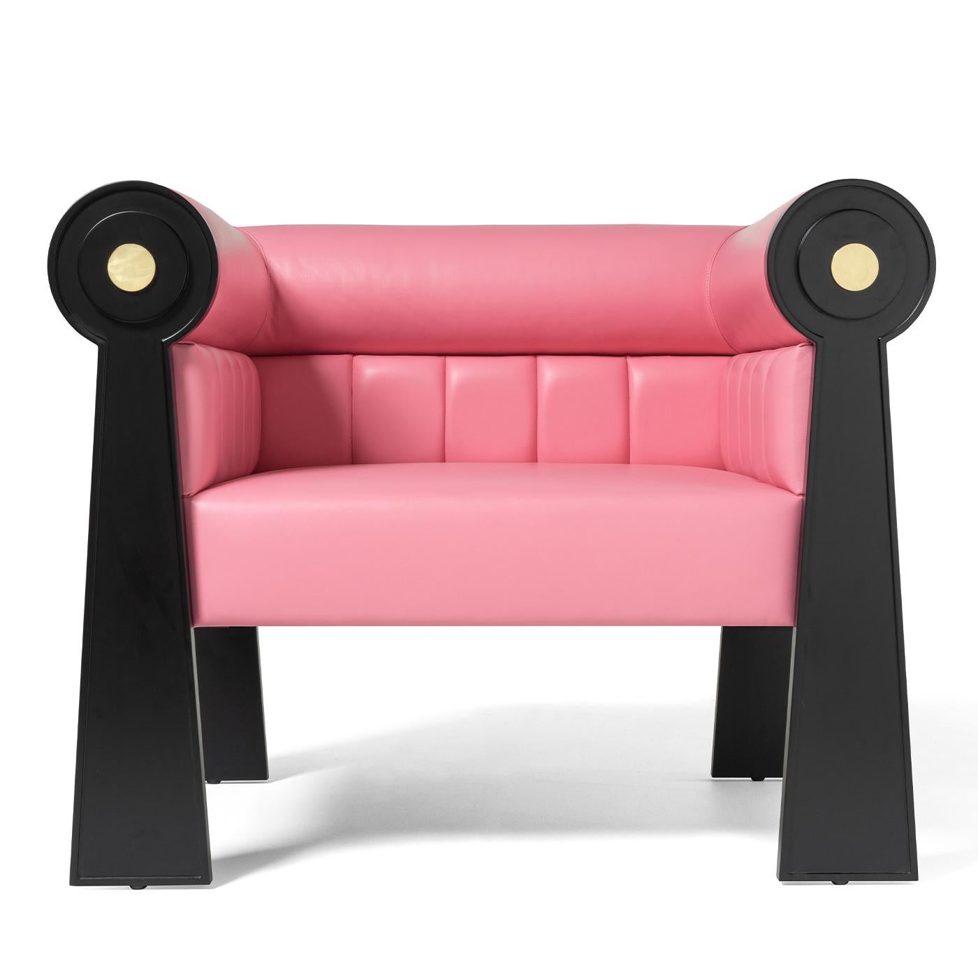 Contemporary East Side Black and Pink Armchair by Fred Palatinus by Fratelli Boffi For Sale