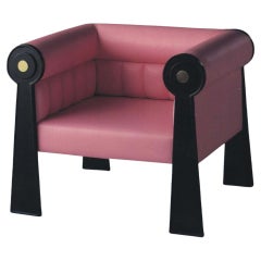 EAST SIDE Lounge Armchair Neoclassical Inspiration Pink Leather and Brass