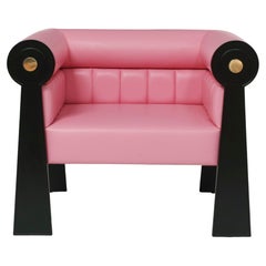 EAST SIDE Lounge Armchair Neoclassical Inspiration Pink Leather and Brass