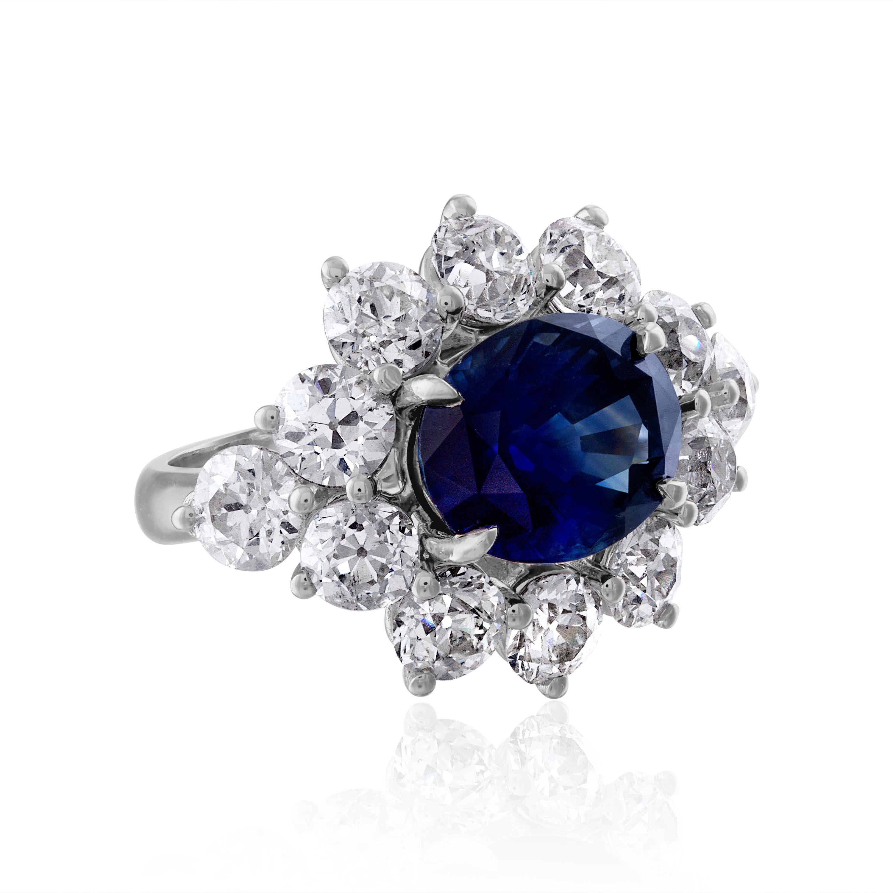 This One-of-a-kind Mindi Mond oval cut sapphire ring is an elegant statement that will always be in high style. 
1 oval Natural Ceylon Sapphire @13.06 x 10.44 x 7.83 mm = 8.29 CTW
Origin- Sri Lanka GIA report #5222534024
Set in a custom 18k white