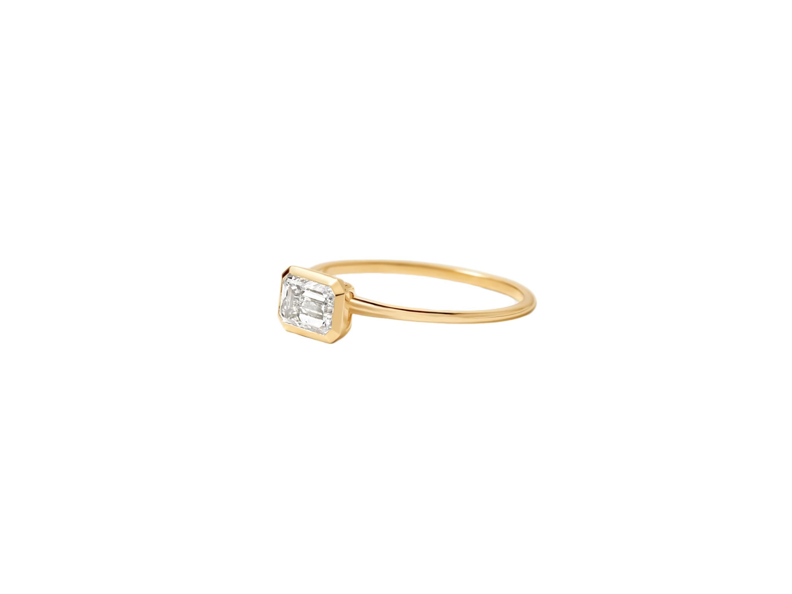 For Sale:  East to West emerald cut moissanite ring 4