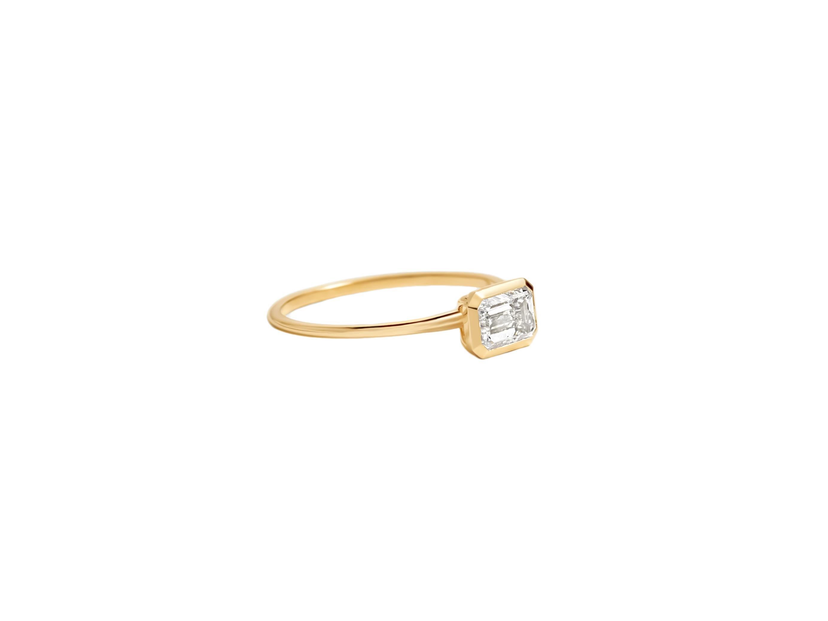 For Sale:  East to West emerald cut moissanite ring 5