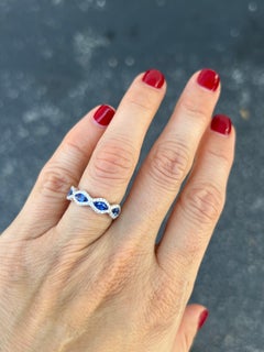 East to West Marquis Sapphire and Diamond Ring Band