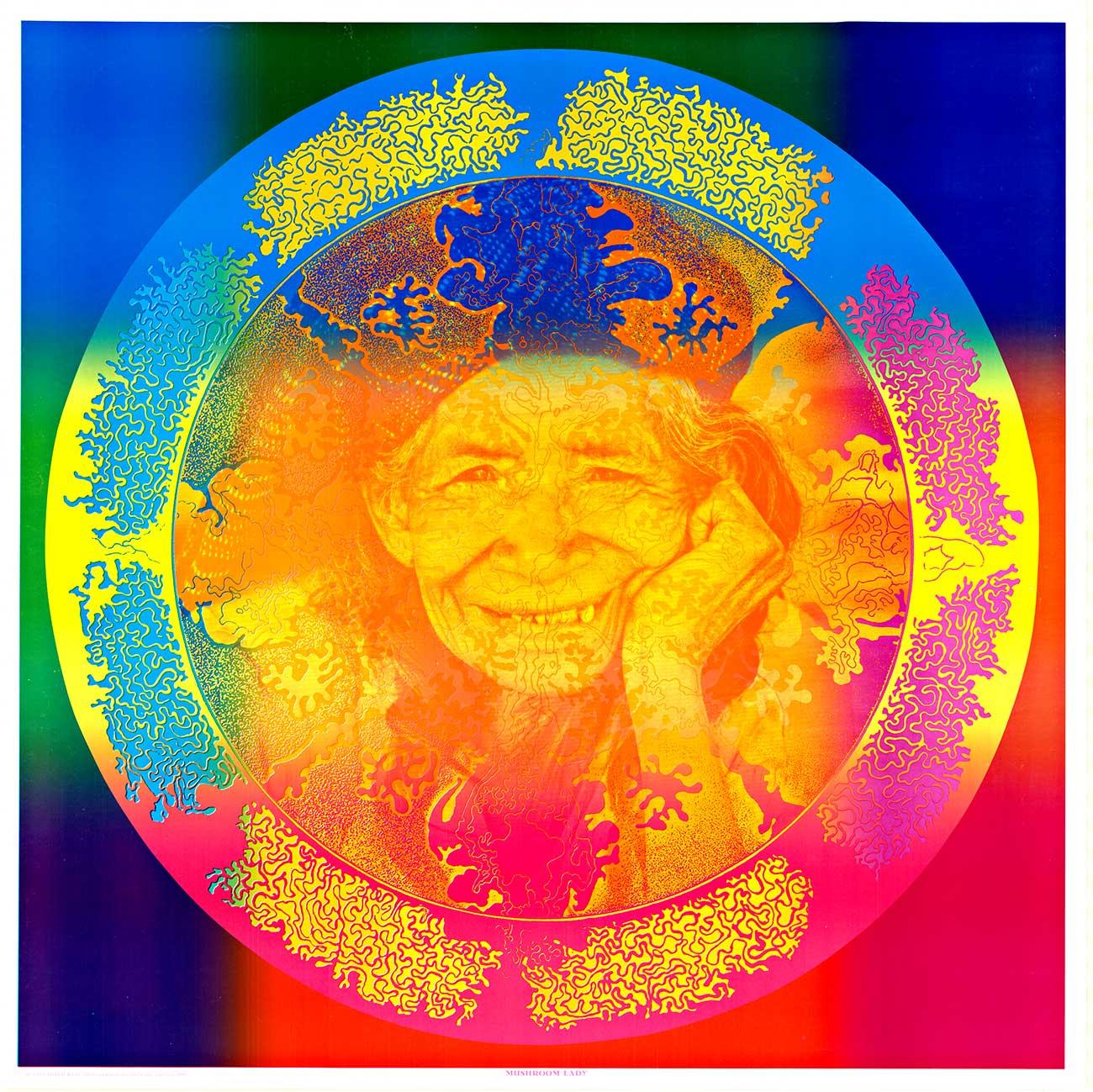 Póster vintage original de Mushroom Lady - Totem West Psychedelic 1967