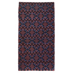 East Turkestani Khotan Wool 3x5 Red & Black Handmade Area Rug