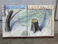 East Village Art Scene Oil on Canvas, Signed Kim Keever, 1985