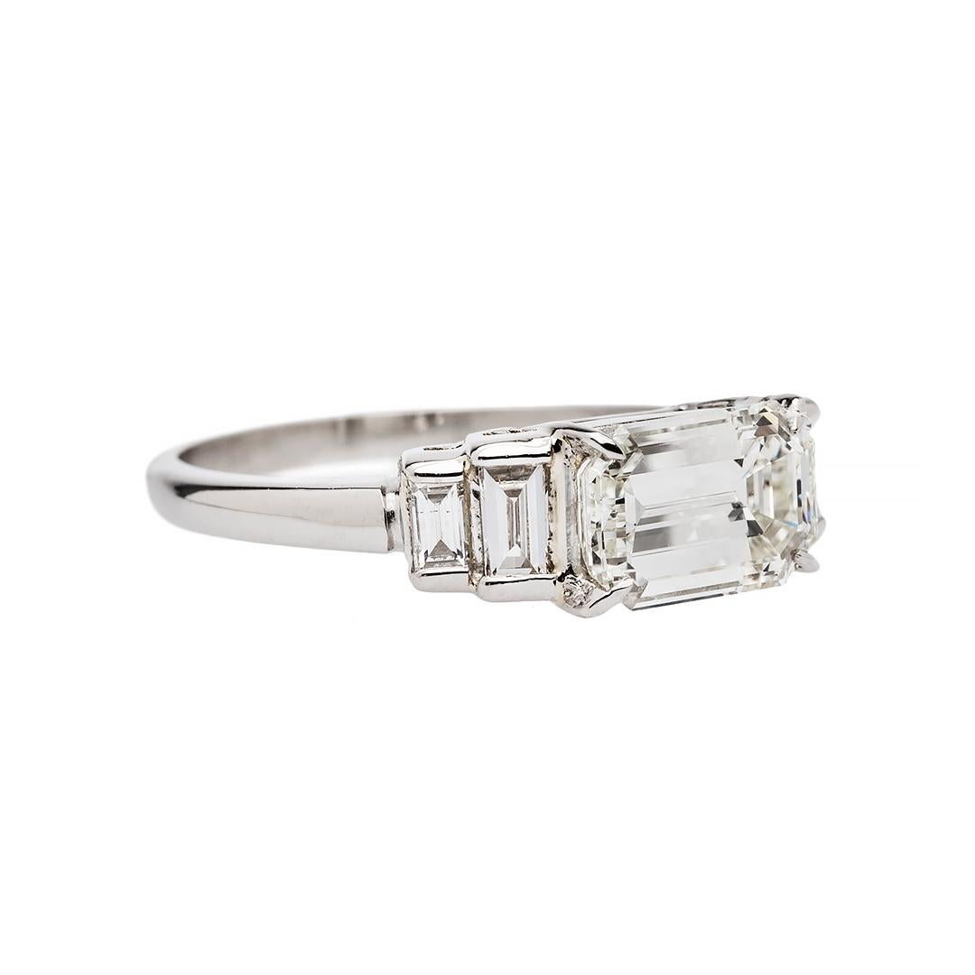 Art Deco East-West 1.75 Carat Diamond Platinum Engagement Ring