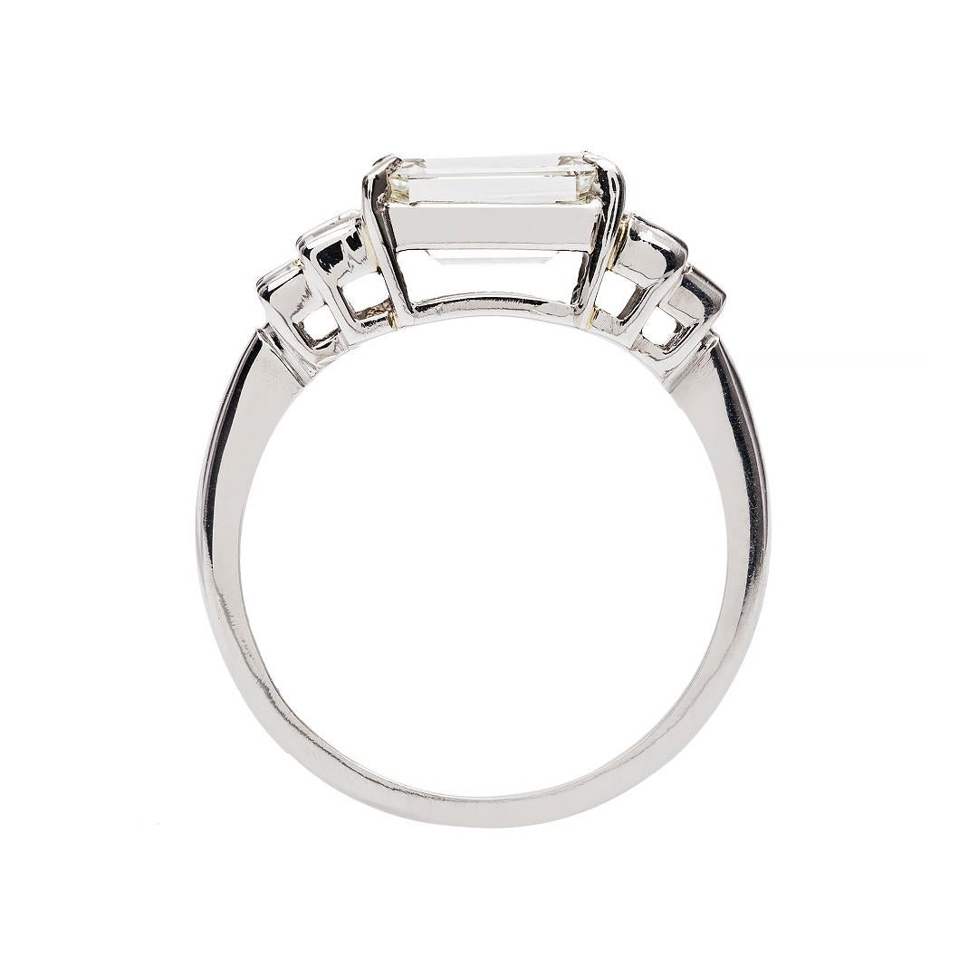 Baguette Cut East-West 1.75 Carat Diamond Platinum Engagement Ring