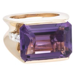 East West Amethyst Diamond 1960s Cocktail Ring 