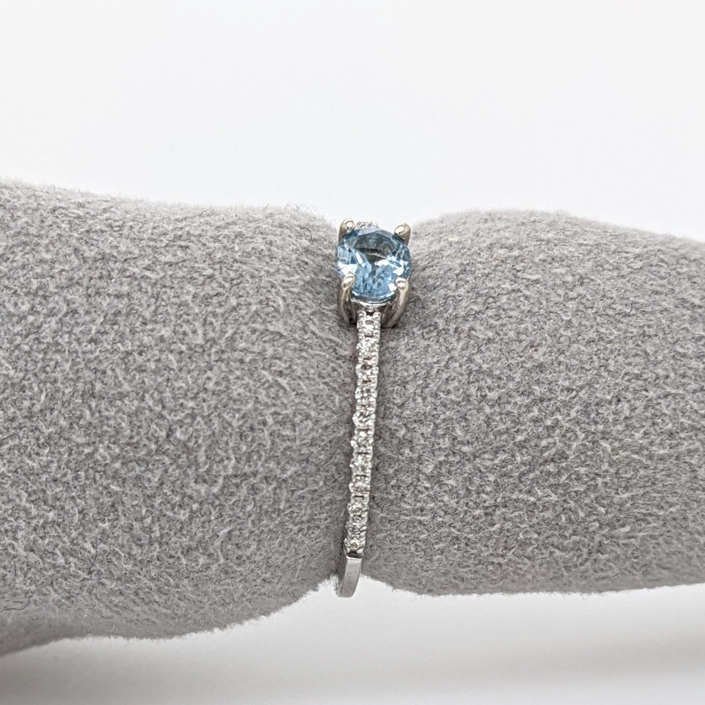 East West Aquamarine Ring w Natural Diamonds in Solid 14K White Gold Oval 3x5mm For Sale 5