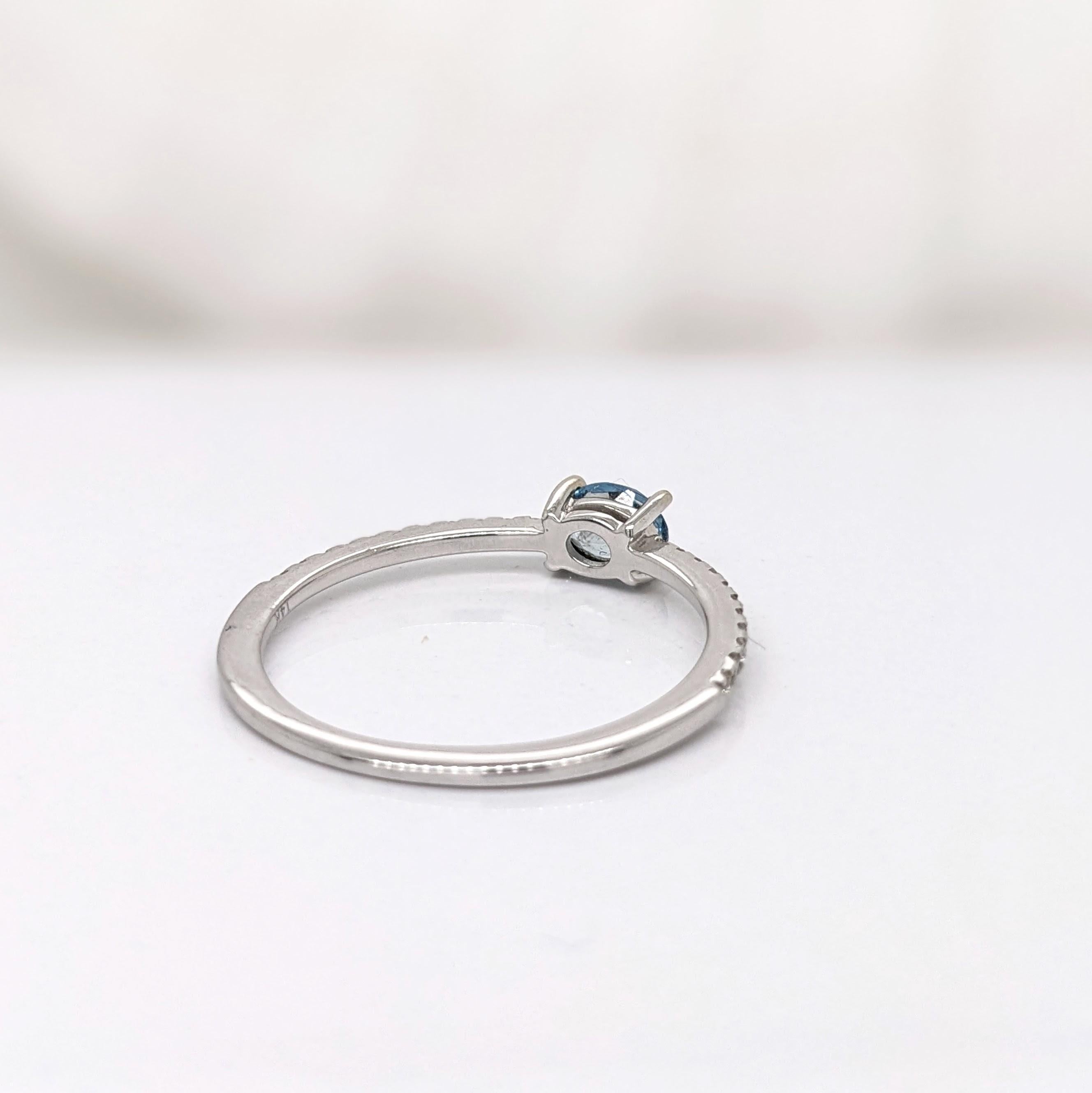 Bague aigue-marine est-ouest-ouest avec diamants naturels en or blanc massif 14 carats ovale 3x5 mm en vente 2