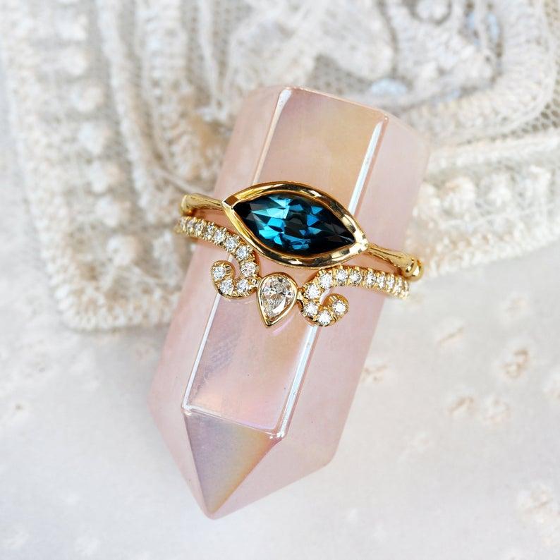blue topaz marquise ring