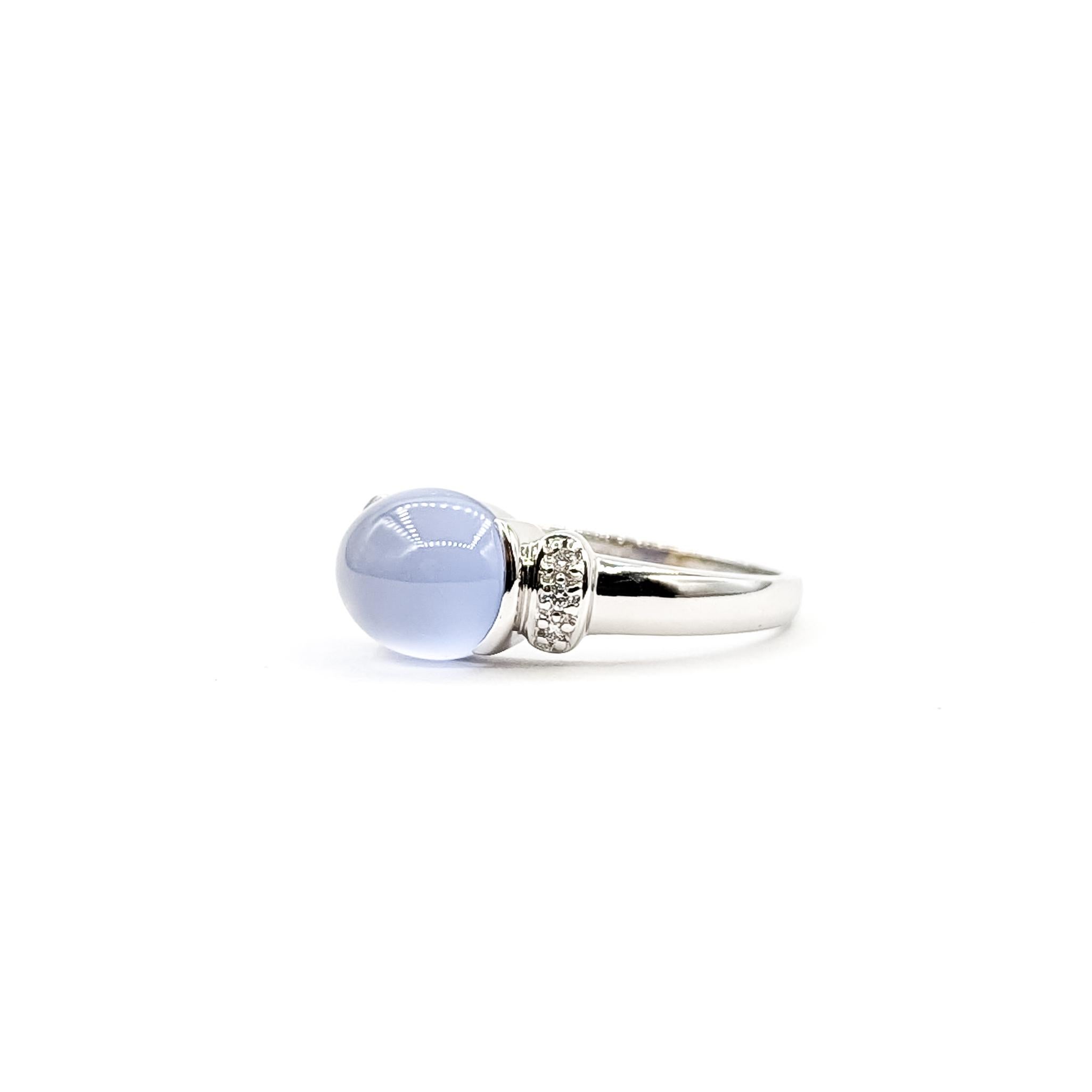 East West Chalcedony & Diamond Ring in 14k Contemporáneo en venta