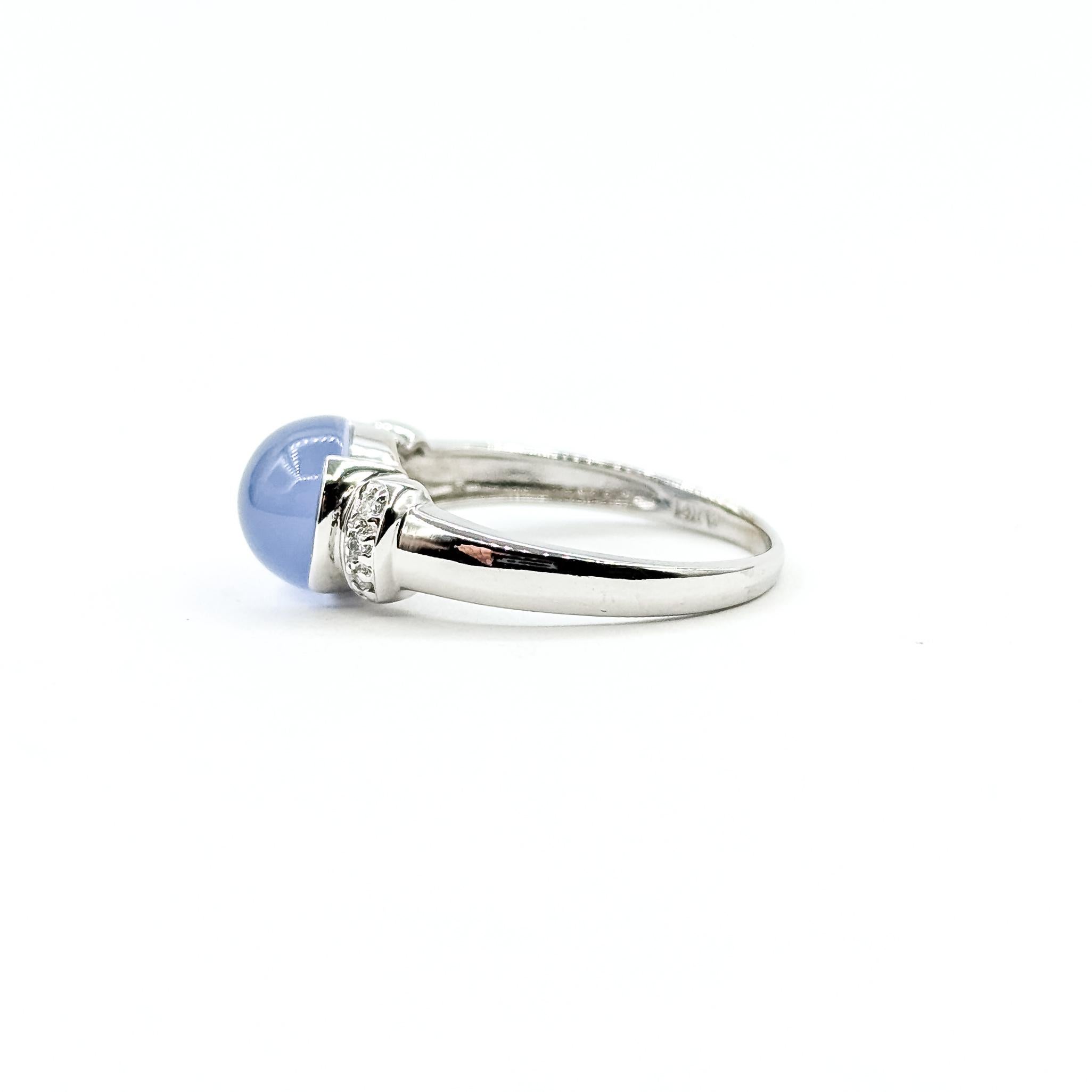 East West Chalcedony & Diamond Ring in 14k en venta 3