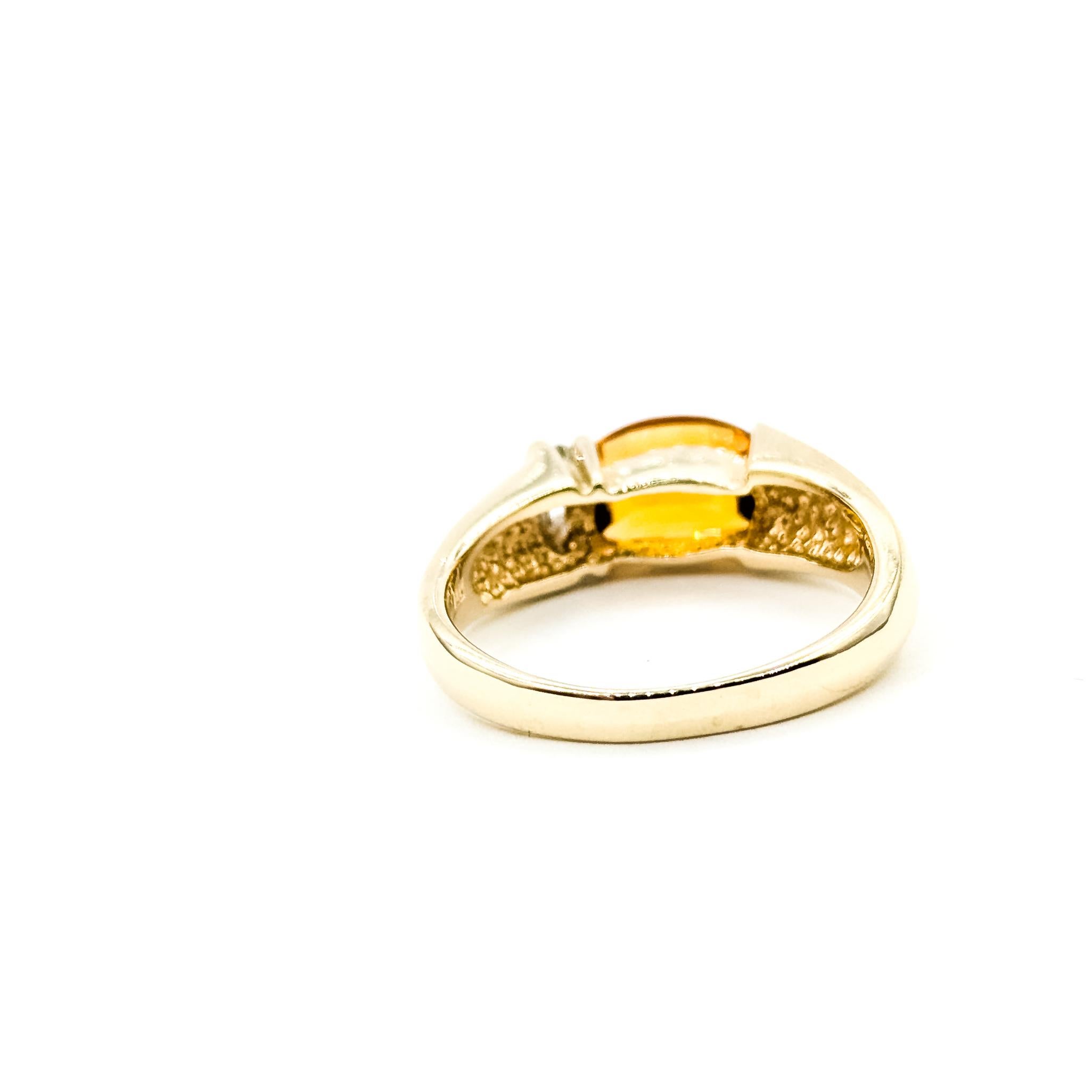East–West Citrine & Diamond Ring in 14k Yellow Gold im Angebot 1