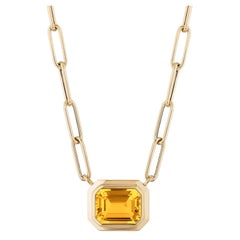 Goshwara East-West Citrine Emerald Cut Bezel Set Pendant 