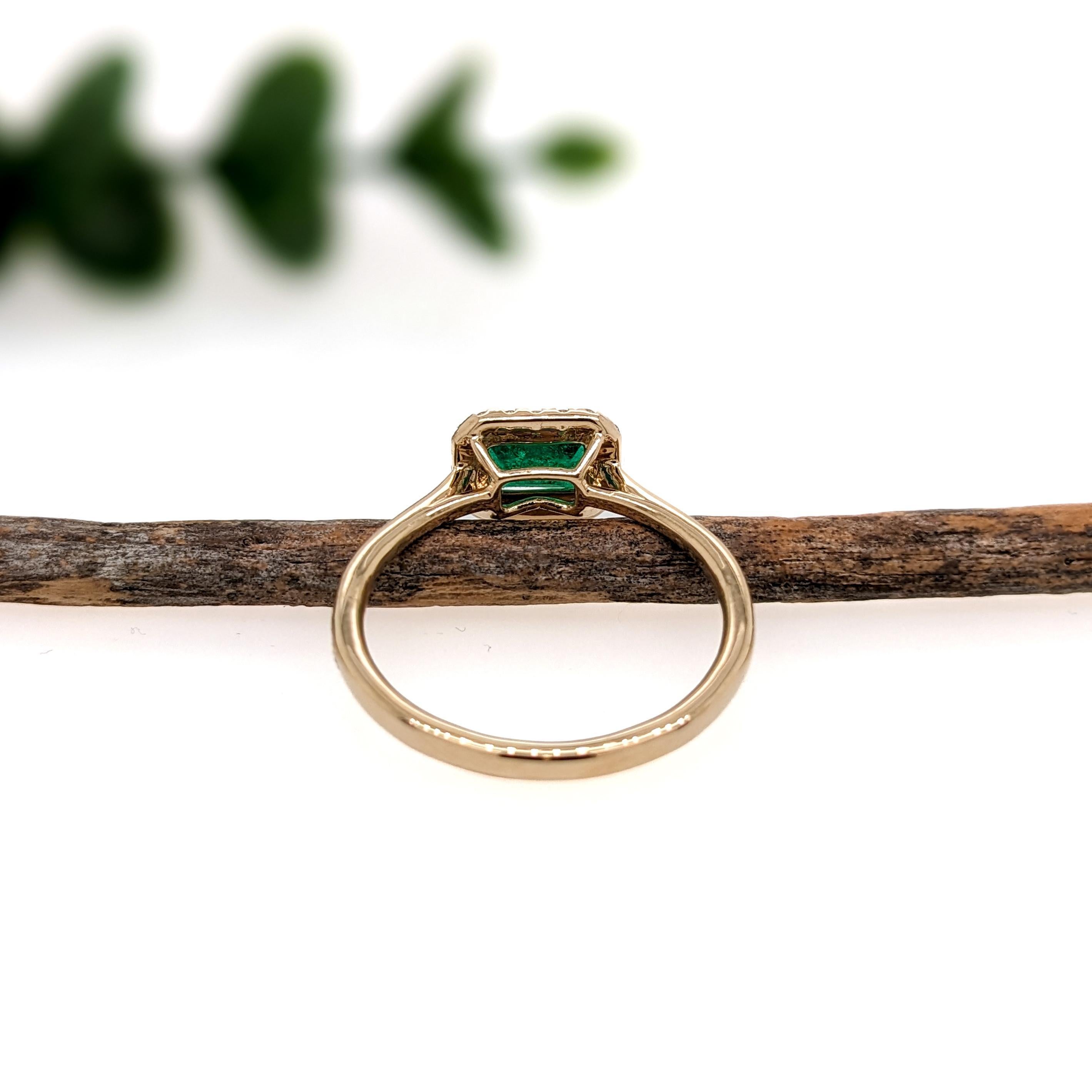 Bague émeraude colombienne est-ouest avec accents de diamants en or jaune massif 14 carats 6x4 Neuf - En vente à Columbus, OH
