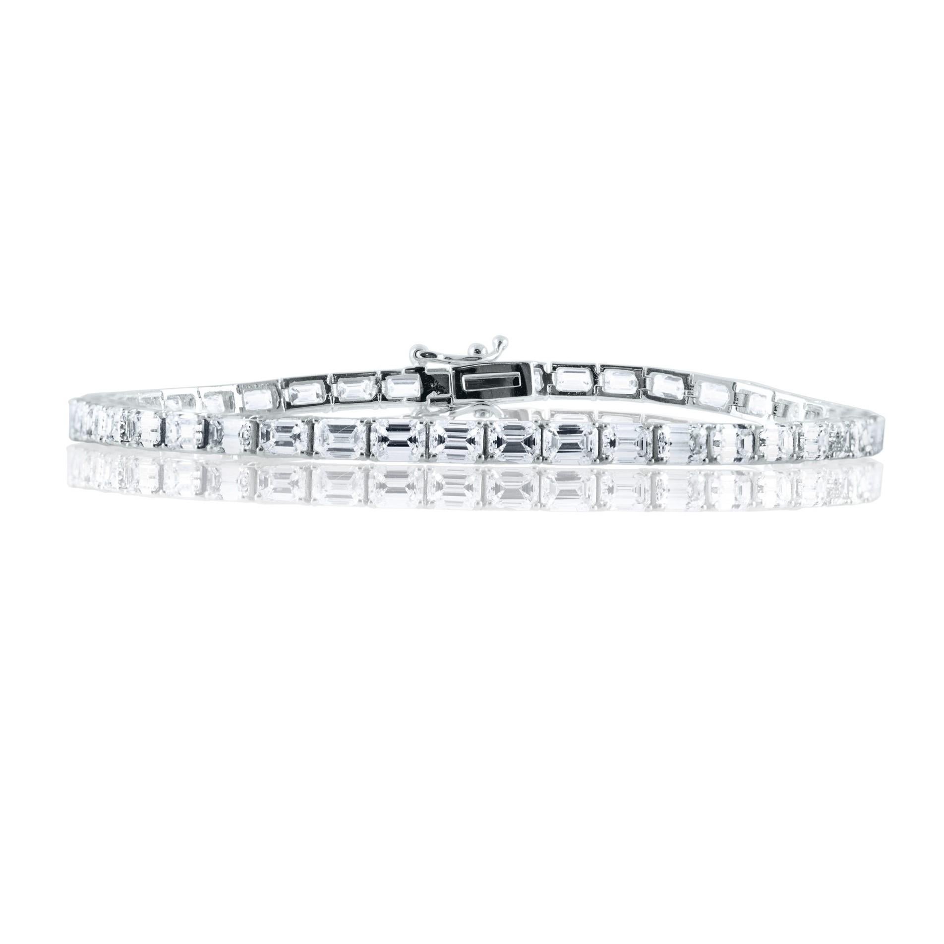 For Sale:  East-West Emerald Cut Diamond Eternity Band in Platinum, 2.10 Carats 3