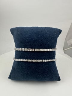 East-West Emerald Cut Diamond Tennis Bracelet in 14K White Gold, 7.80 Carats
