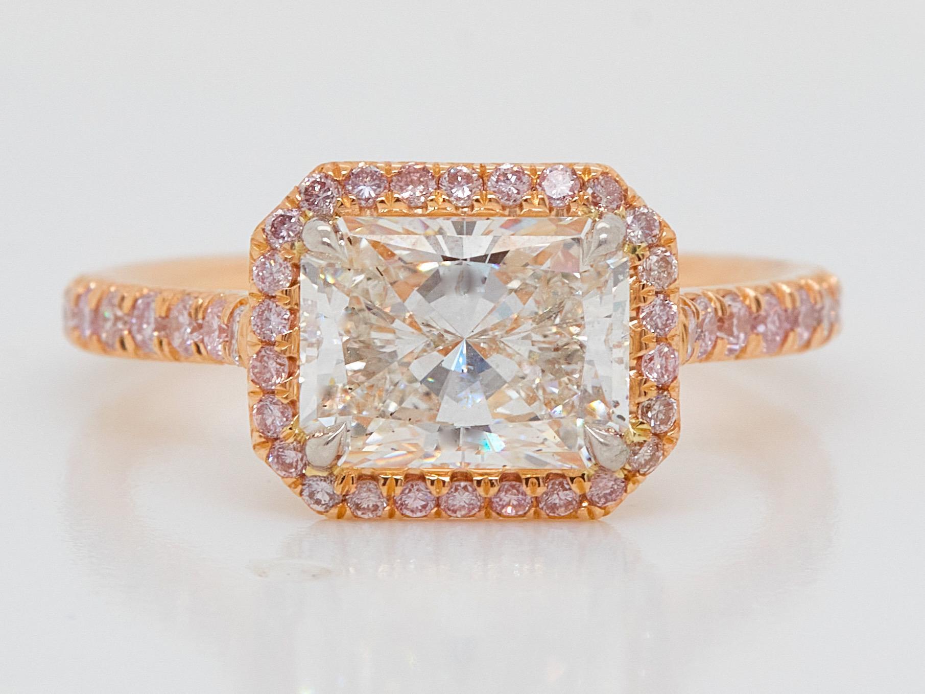 Bague de fianailles Est-Ouest, diamant de 2 carats de taille rectangulaire, certifi GIA Pour femmes en vente
