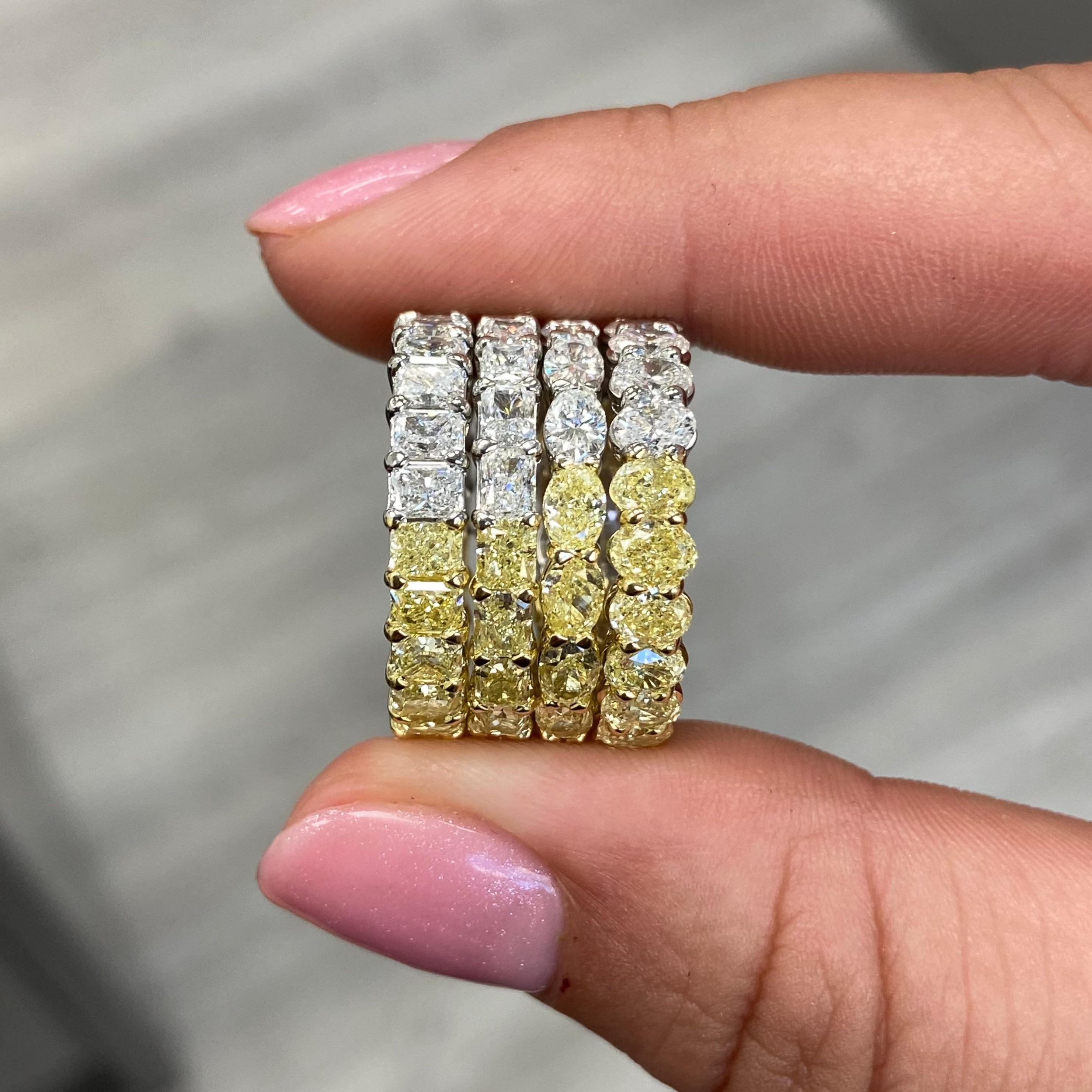 East West Half & Half Radiant Cut Diamond Eternity Band In New Condition For Sale In New York, NY