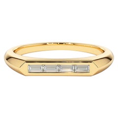 East West Horizontal Baguette Cut Moissanite Engagement 14k Gold Ring