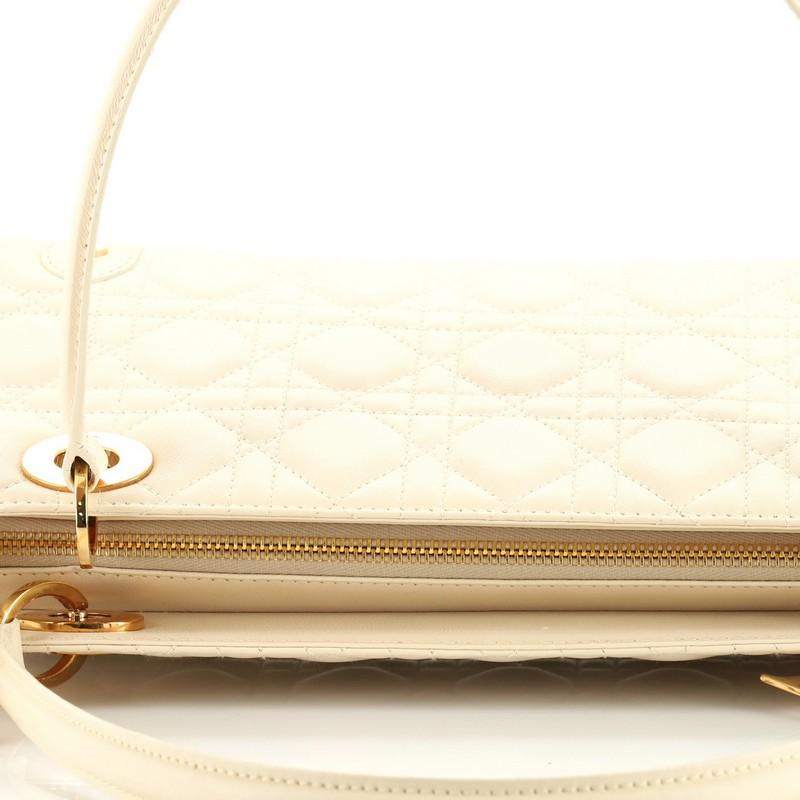 East West Lady Dior Bag Stitched Cannage Leather Small In Good Condition In NY, NY