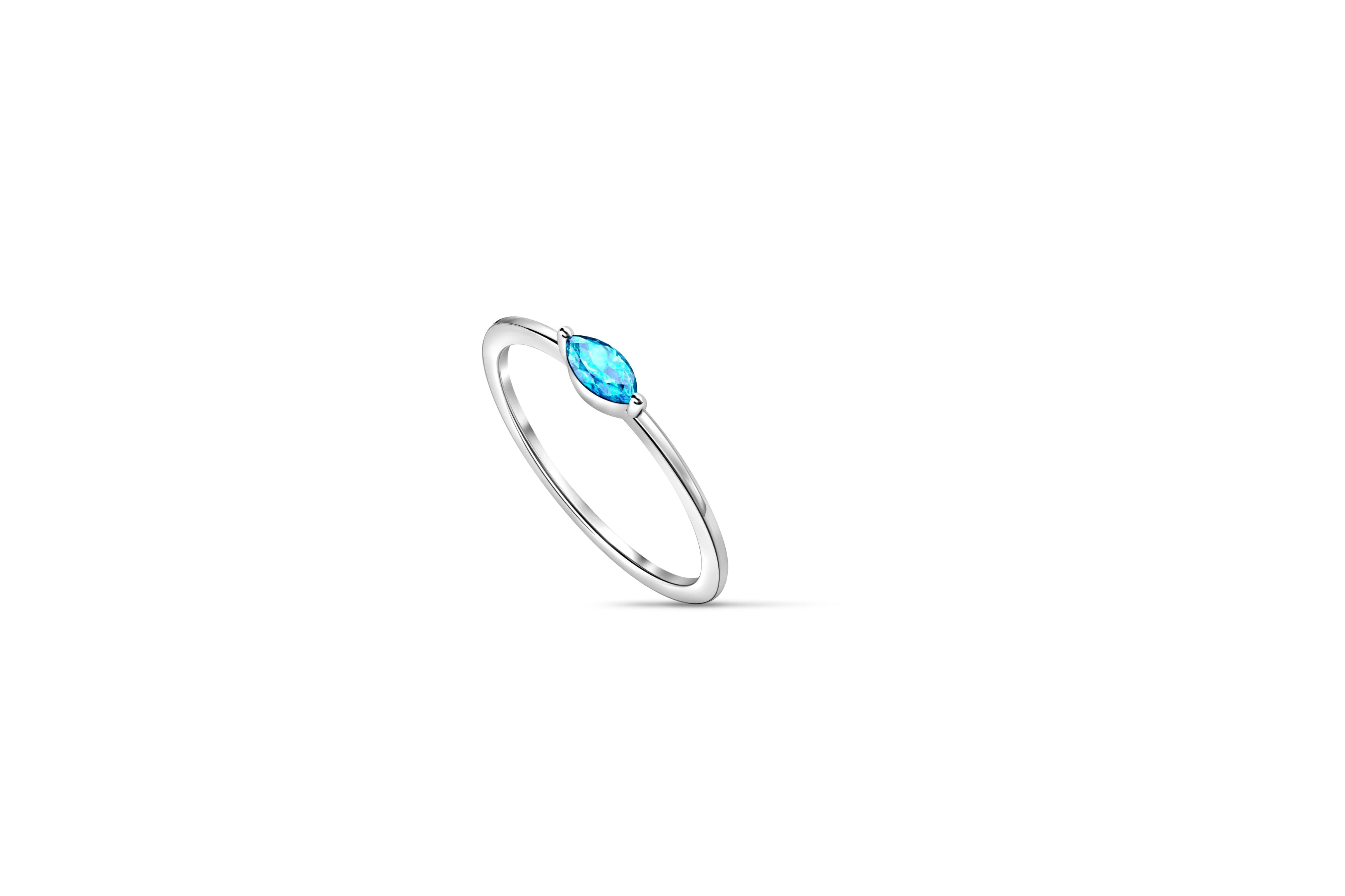For Sale:  East west Marquise Cut topaz Engagement Ring. 3