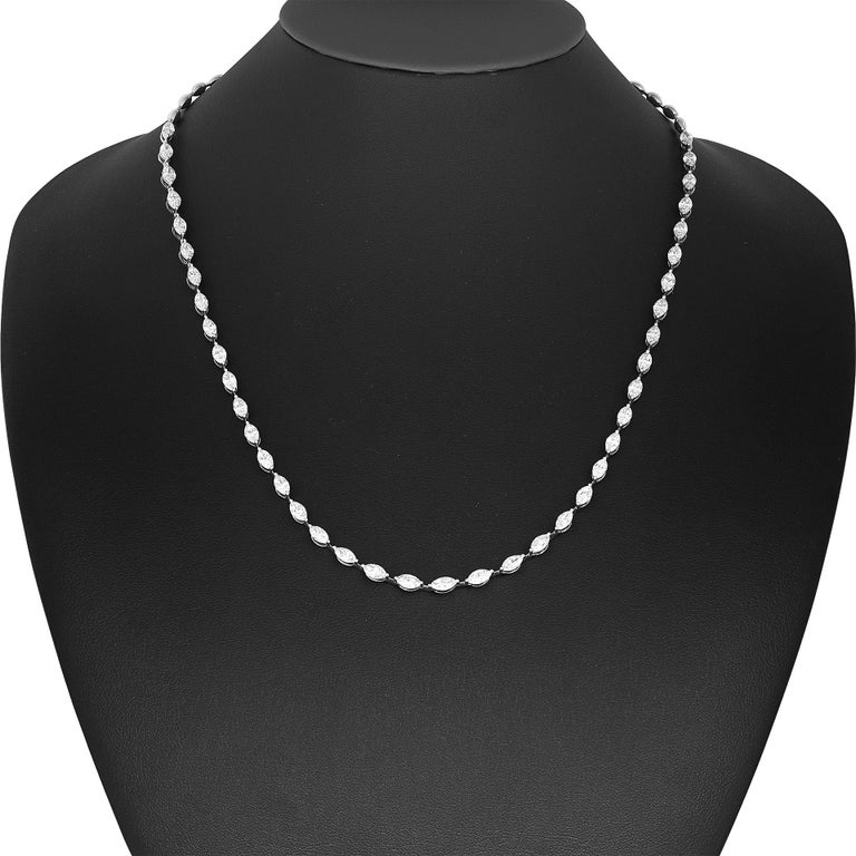 Collier Tennis Diamant De Laboratoire 15 Carats Or Blanc 14k - Forme Marquise - Marque Shifa Jewels - Neuf Sans Emballage