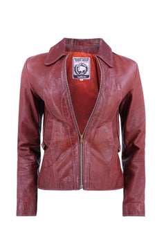 East West Musical Instruments 1970s Rusty Red Curved-Panel Leather Jacket