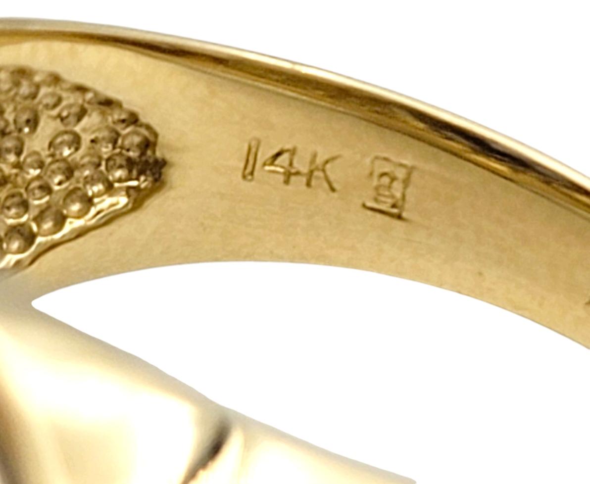 East-West Oval Cut Blue Sapphire Dome Ring with Diamonds in 14 Karat Yellow Gold For Sale 4
