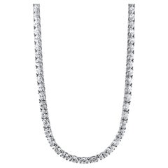 East-West Oval Diamond Tennis Necklace in 14K White Gold, 20.25 Carats